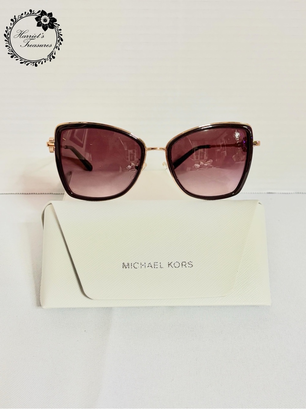 Michael Kors Rose Gold Frame Sunglasses with Pink Gradient Lenses
